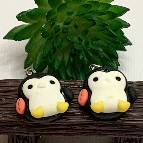 Penguin Earring, Penguin Jewelry, Christmas Earrings, Silly Animal Earring, Gift - Picture 2 of 5